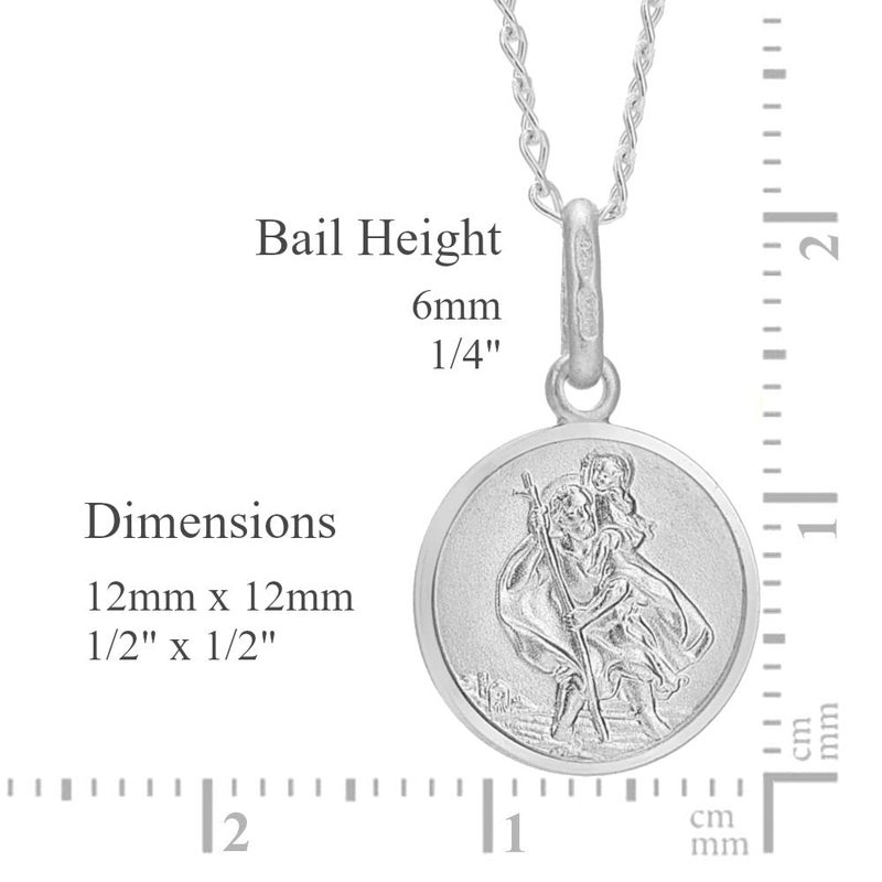 Alexander Castle Small Double-Sided 925 Sterling Silver St Christopher Necklace for Women - 12mm Saint Christopher Medal with 16" Silver Chain & Jewelry Gift Box - Image 5